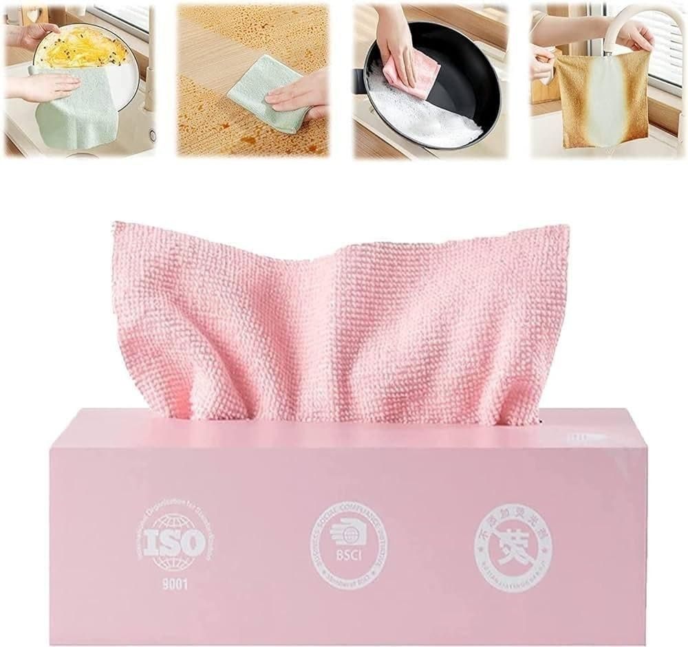 20 PCS Microfiber Cleaning Cloth Set with Dispenser Box – Reusable Multi-Purpose Wipes for Home, Kitchen & Office