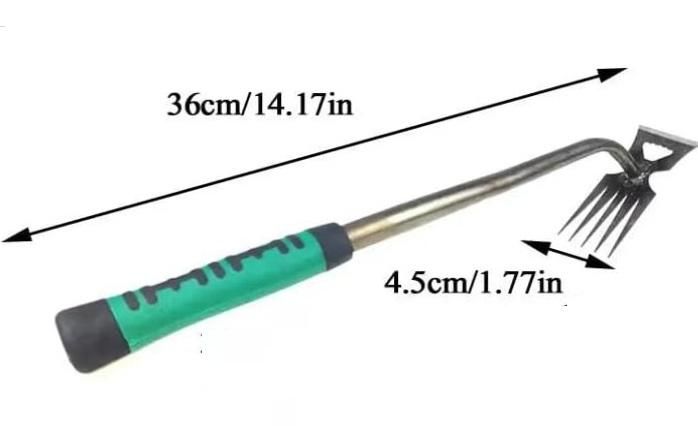 Garden tool with measurements on a white background