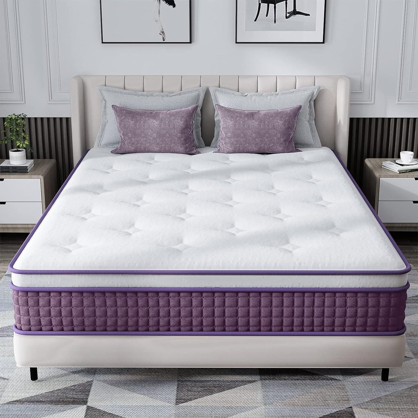Full Mattress, 12 Inch Hybrid Full Mattress, Full Size Mattress In A Box, Plush Foam Mattress With Individually Pocketed Coils, Motion Isolation For Pressure Relief, Medium Soft