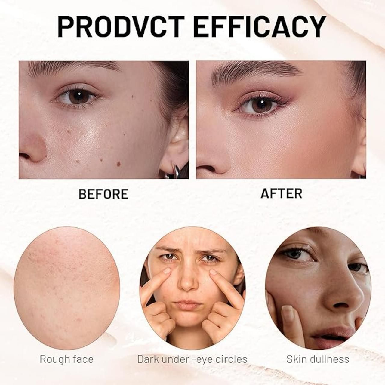 Before and after comparison of a skincare product's effectiveness on a person's face.