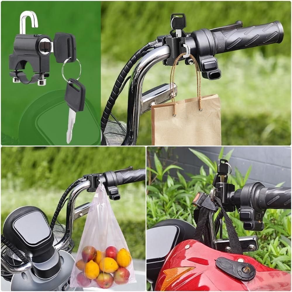 Anti-theft helmet lock for motorcycle and scooter handlebar