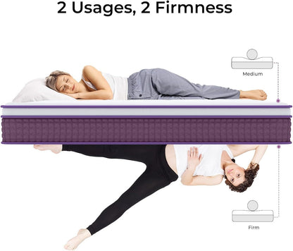 Full Mattress, 12 Inch Hybrid Full Mattress, Full Size Mattress In A Box, Plush Foam Mattress With Individually Pocketed Coils, Motion Isolation For Pressure Relief, Medium Soft