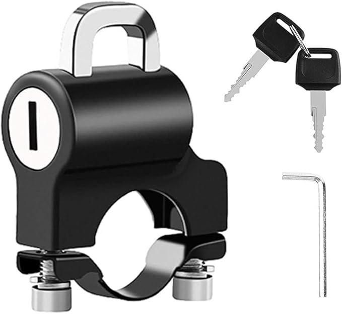 Anti-theft helmet lock for motorcycle and scooter handlebar