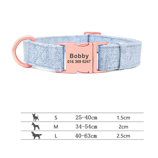 Engraved Anti-Lost Dog Collar with Leash for Medium Dogs